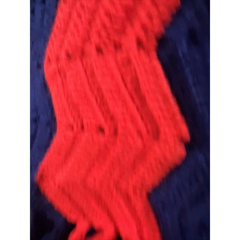 Vtg Hand Knit Zig Zag Granny  Afghan Blanket 68